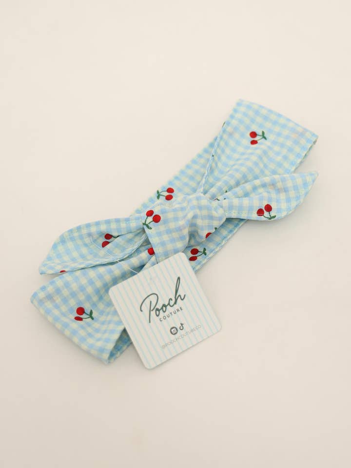 Gingham Cherry Neckerchief for wholesale by Pooch Couture Apparel