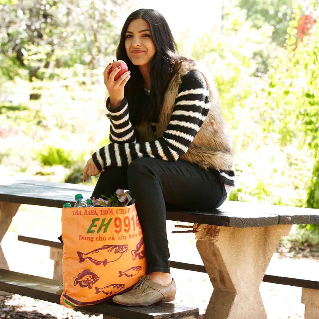 Malia Designs - Wholesale Grocery/Shopping Bag - Orange Shopping Tote - Back to School Bags - Tote Bags1