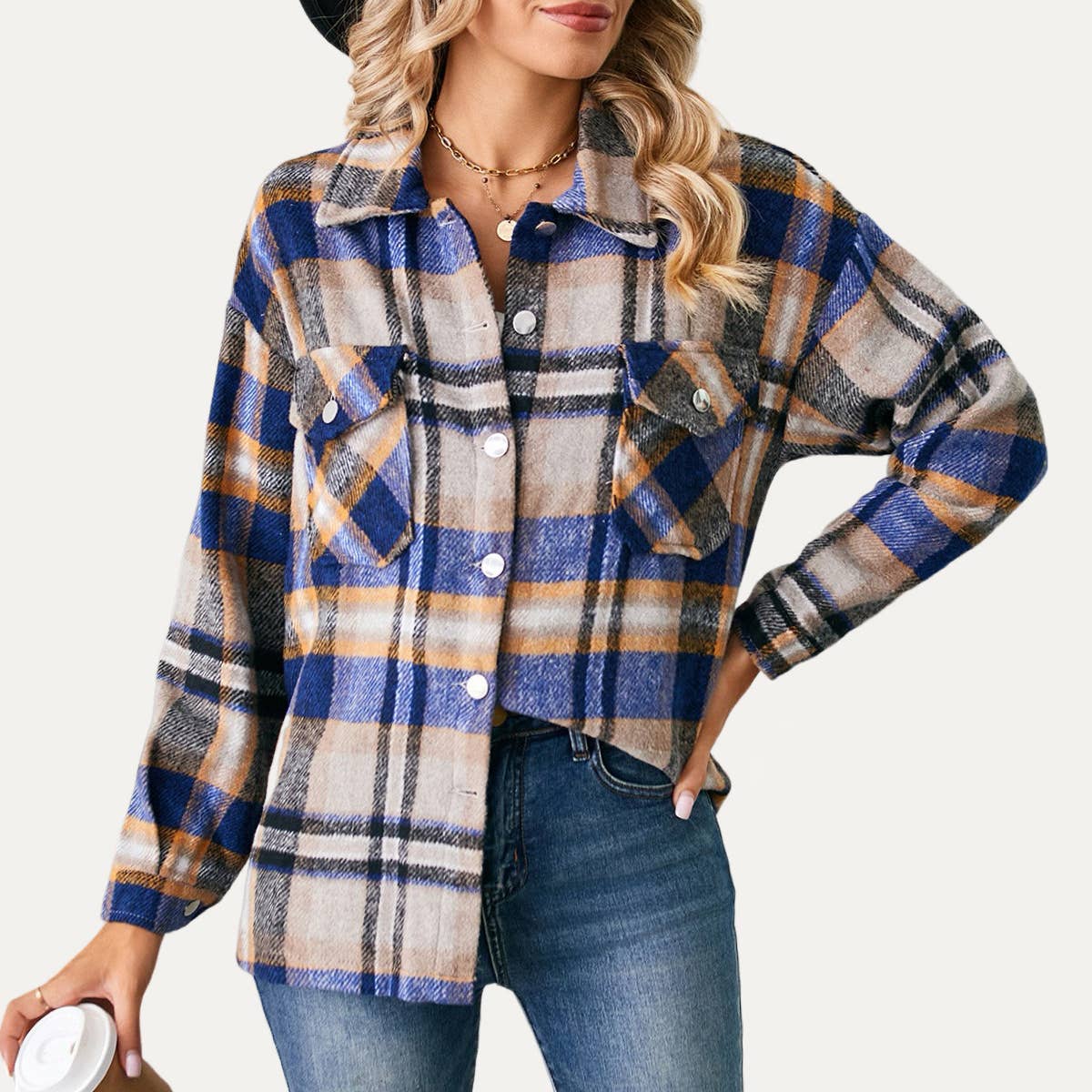 The Moment Collection – wholesale Shirt Jacket/Shacket - Women’s – Never Outdated Multicolor Plaid Pattern Button-Up Shacket5