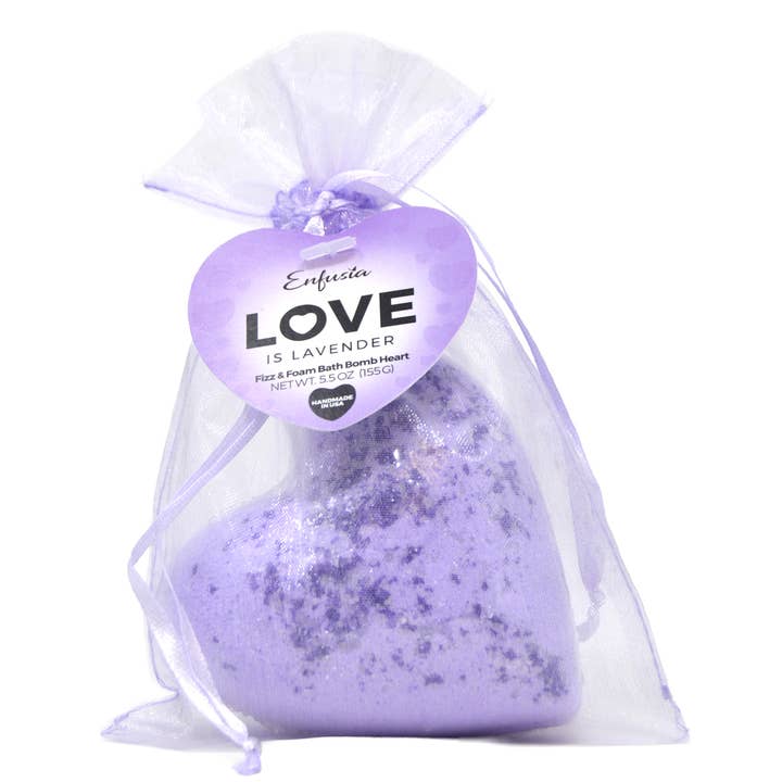 Valentine's Day Lavender Heart Geode Handmade Bath Bomb 5.5o for wholesale by Enfusia
