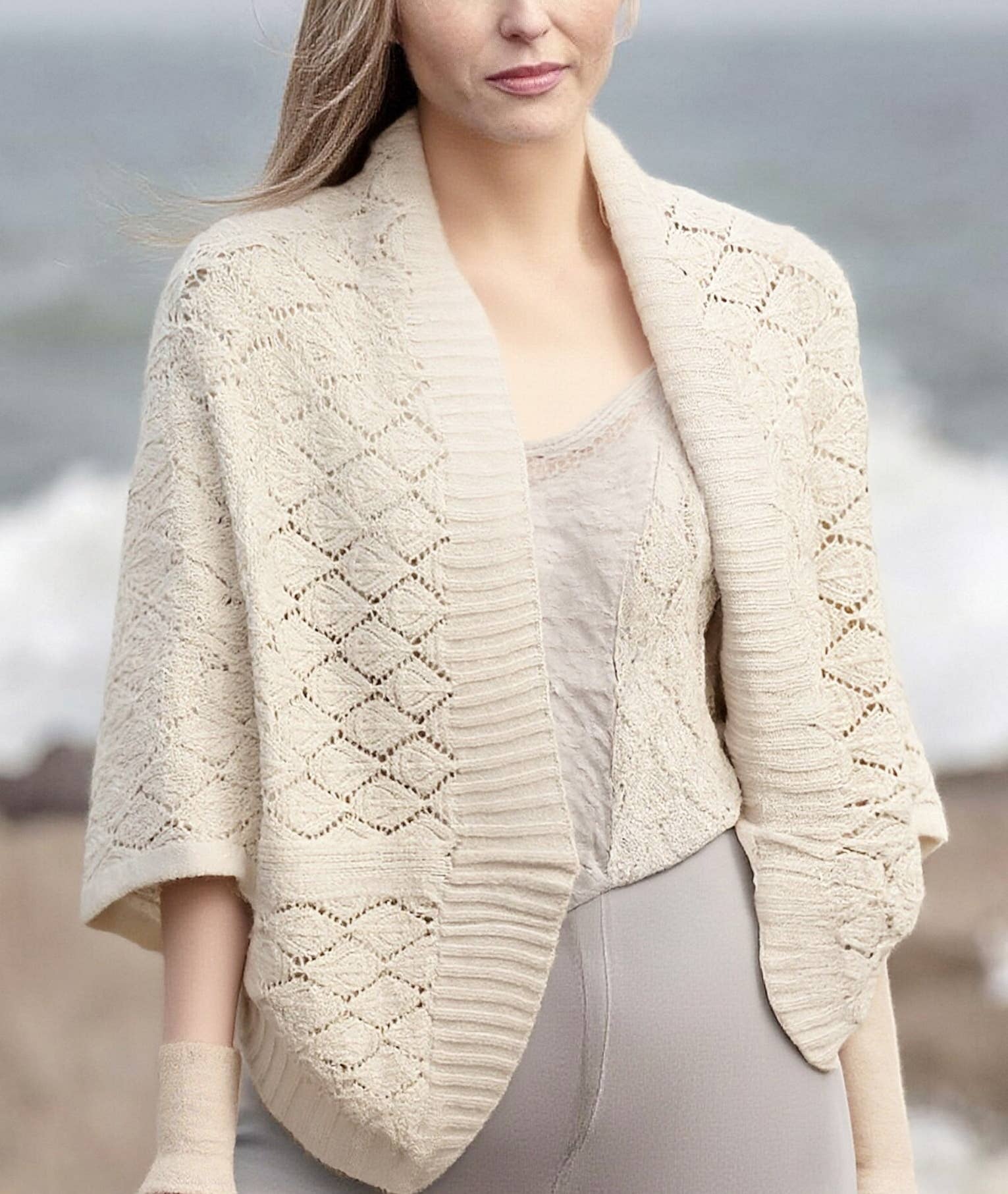 JC Sunny Fashion - Wholesale Wrap - Women's - JC063314 Vintage Elegant Hollow Batwing Sweater / Cardigan8