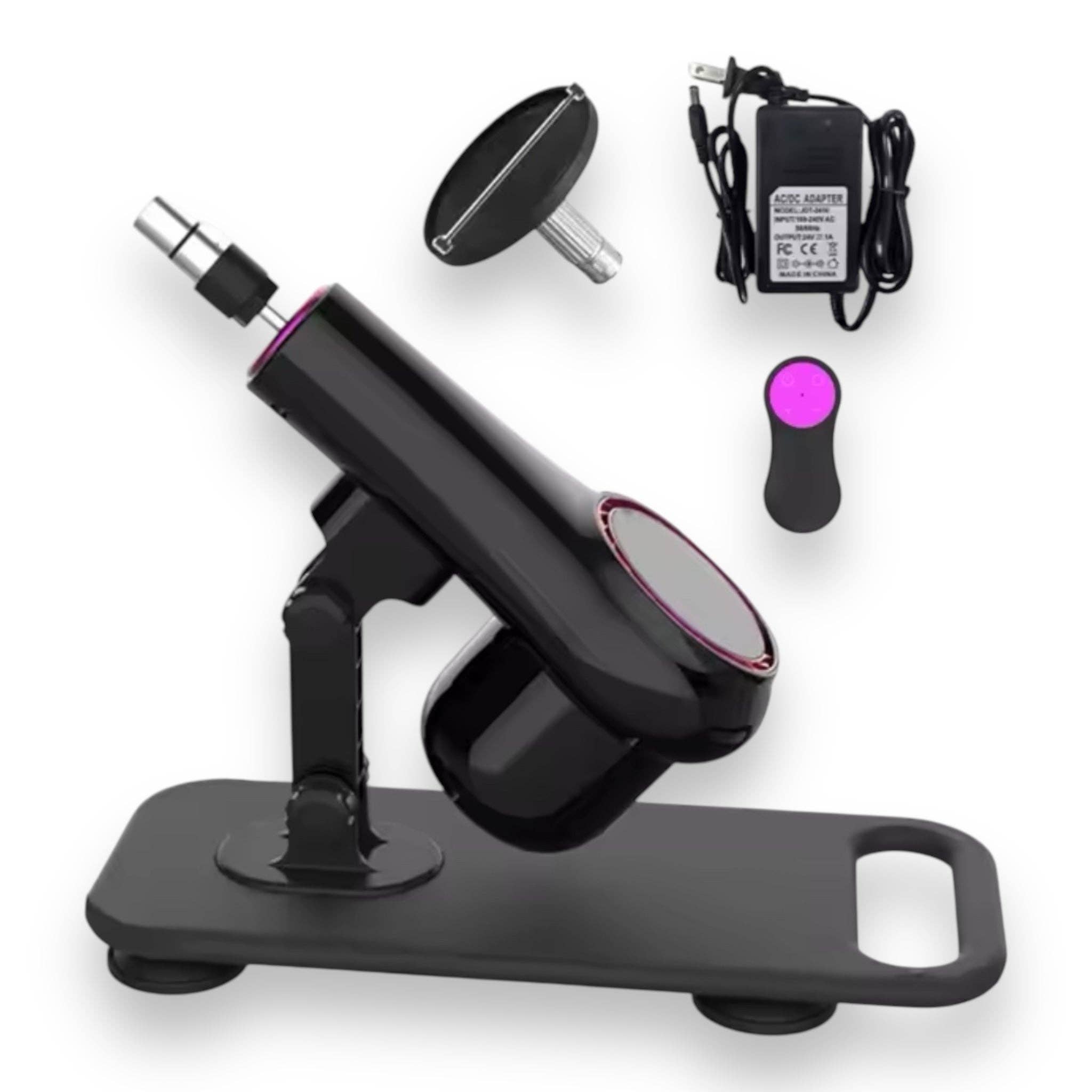 Kinky Pleasure - Wholesale Sex Toy - Kinky Pleasure - AX107 - Fuck Machine with Crystal Dildo Attachment - Remote Control - Includes 2 Attachments2