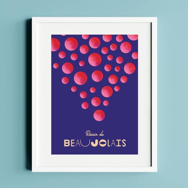 Poster del vino A3 Beaujolais Grapes 🍇 per la vendita all'ingrosso da parte di Les fonds perdus