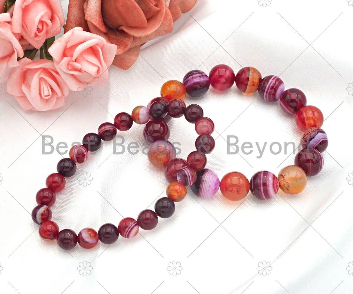 BestBeads&Beyond - Vente Bracelet de perles - Bracelet extensible en agate rouge naturelle, Sku #EF242