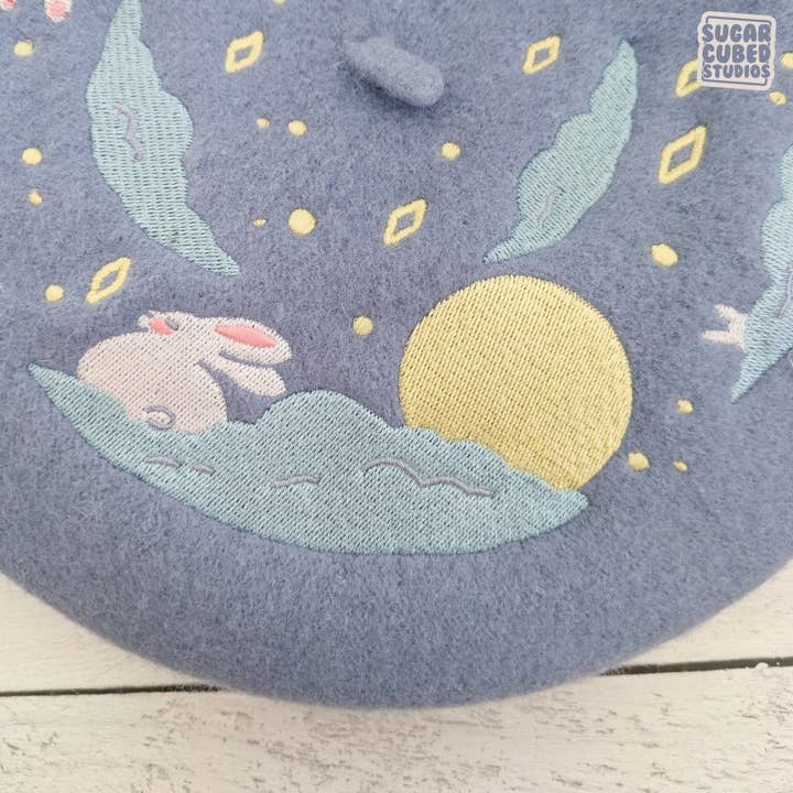 Sugar Cubed Studios - Wholesale Beret - Unisex - Bunny on the Moon Beret2