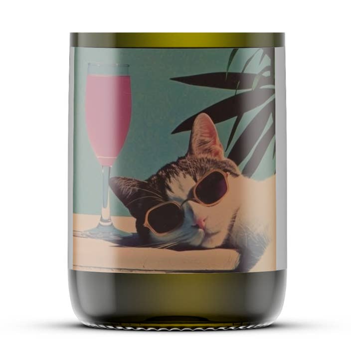 Champagne Cat; Premium Hand-Poured Vegan Soy Wax Candles for wholesale by Emare Aroma