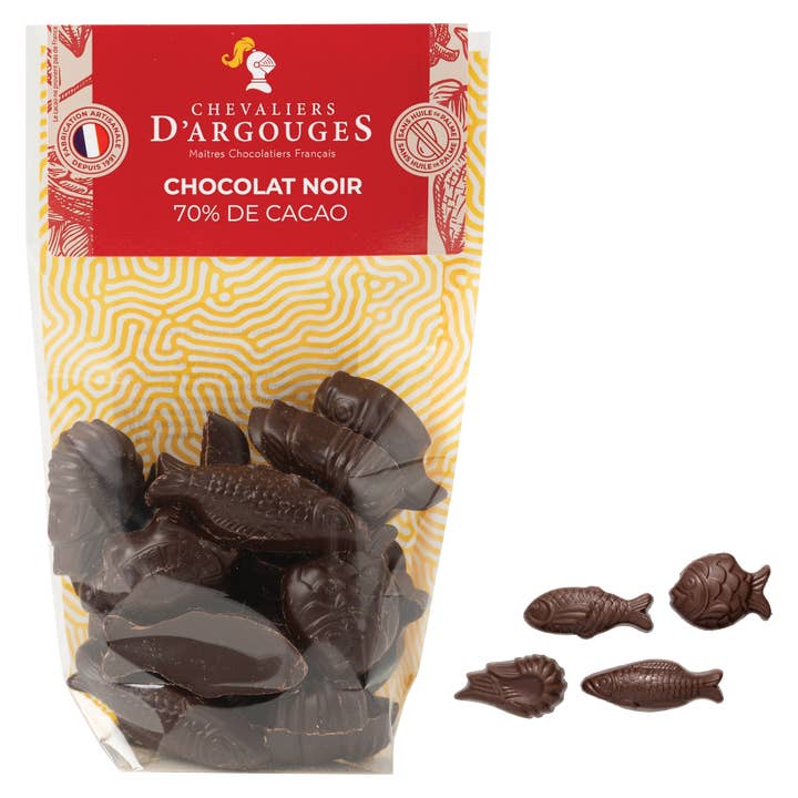 FRITTURE CIOCCOLATO FONDENTE 70% DI CACAO - CIOCCOLATO DI PASQUA per la vendita all'ingrosso da parte di Chevaliers d'Argouges