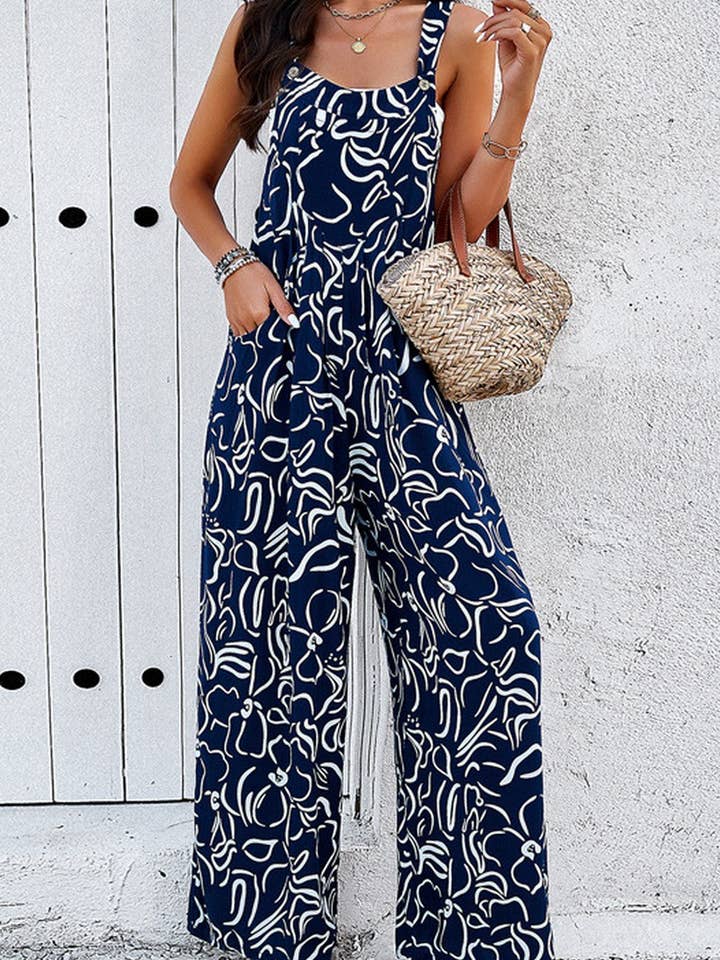 Lily Clothing - Wholesale Jumpsuit - Women's - TEMPERAMENT ELEGANT PRINTING JUMPSUIT_CWSJS0326
