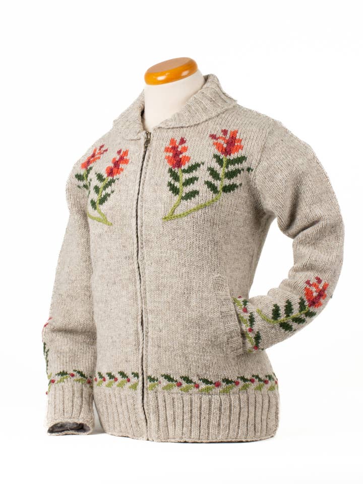 Light Natural Floral Flight Sweater – Hummingbird Knit Cardigan for wholesale on Faire2