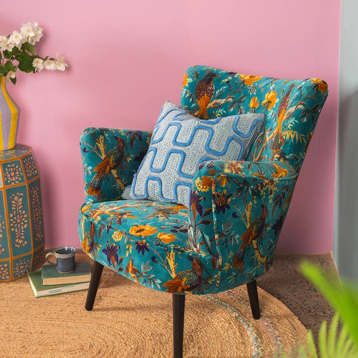 Ian Snow Ltd - Wholesale Chair - Blue Bird of Paradise Velvet Chair2