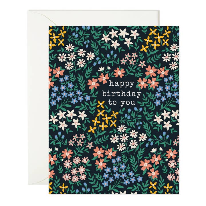 Happy Birthday To You Floral Meadow Card for wholesale by Cassidy Demkov