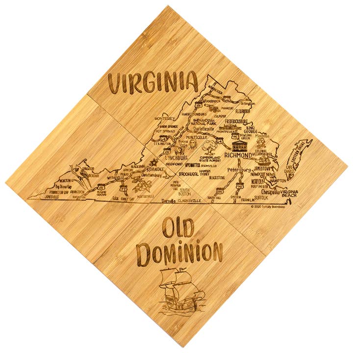 Totally Bamboo - Wholesale Coasters - Virginia Puzzle 4-Pc. Coaster Set with Case