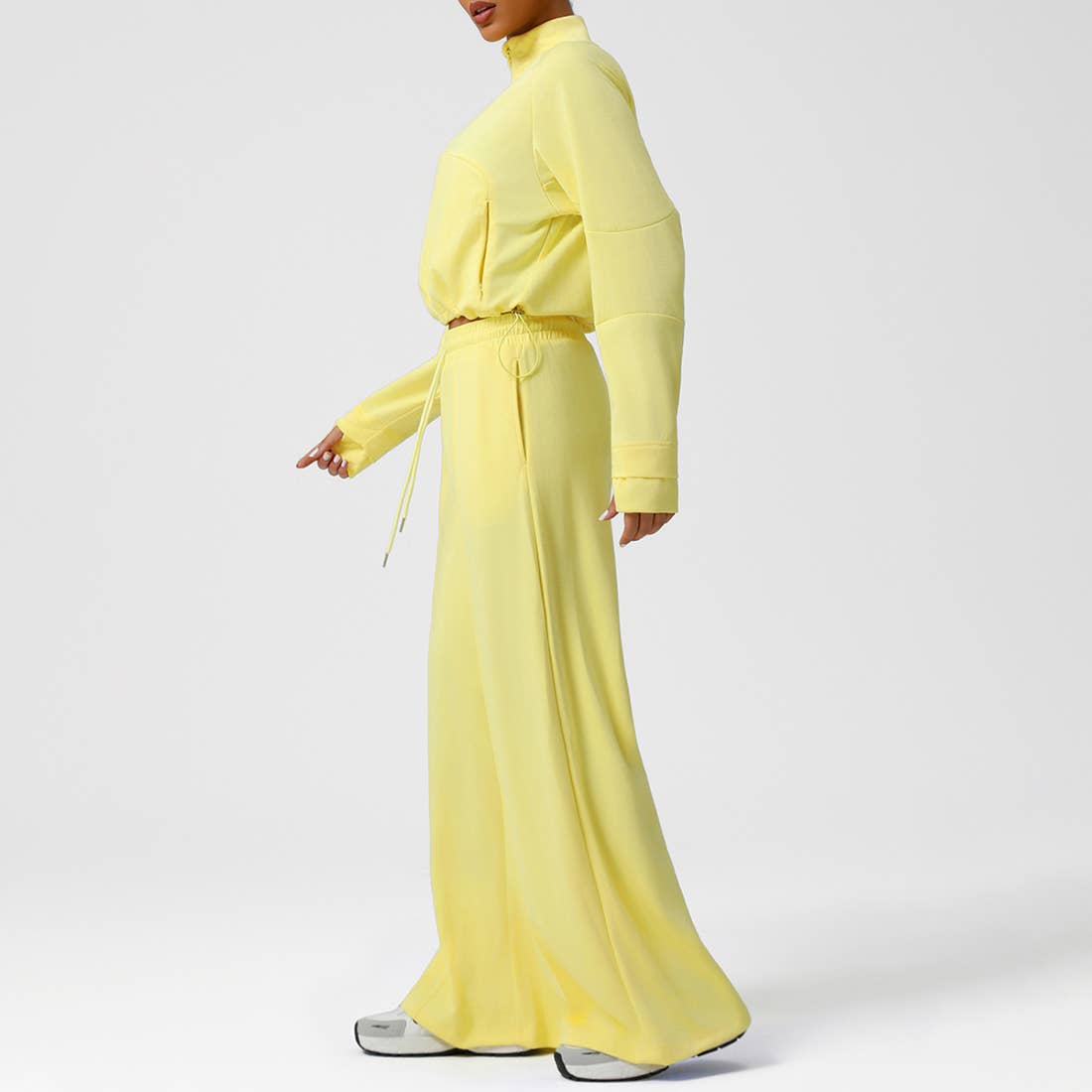 Sodalemon - Wholesale Activewear Set - Women's - Women Casual Sporty Set: Half Zip Pullover + Wide Leg Pants3