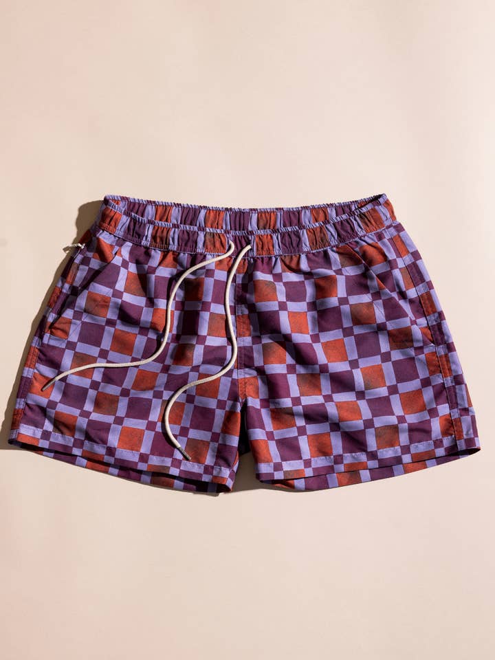 Malle Boardwalk en carreaux prune pour la vente par GOODPARK NYC