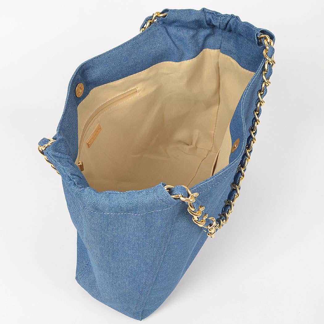 3AM BY H&D ACCESSORIES - Wholesale Tote Bag - Women's - Denim Tote Bag W/chain3