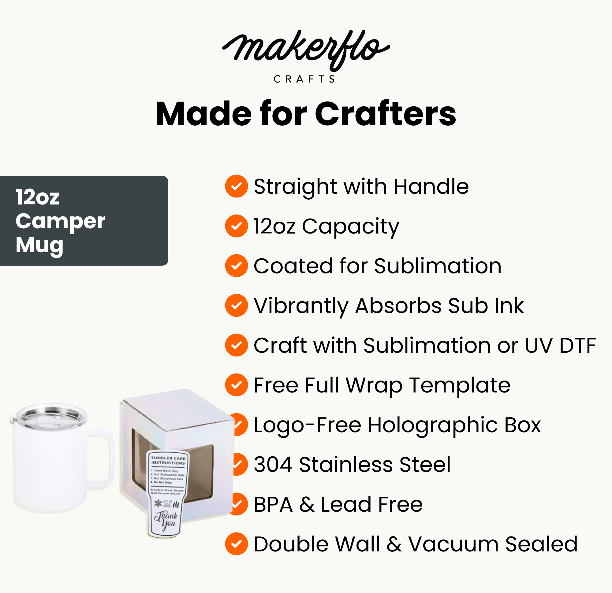 MakerFlo – wholesale Insulated mug/tumbler – 12oz Sublimation Camper Mug3