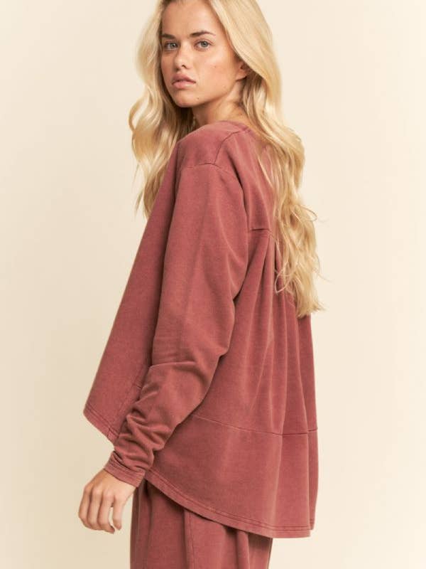 Davi & Dani - Wholesale Top & Pant Set (NOT Loungewear) - Women's - GARMENT WASHED LONG SLEEVE TOP AND PANTS SET11