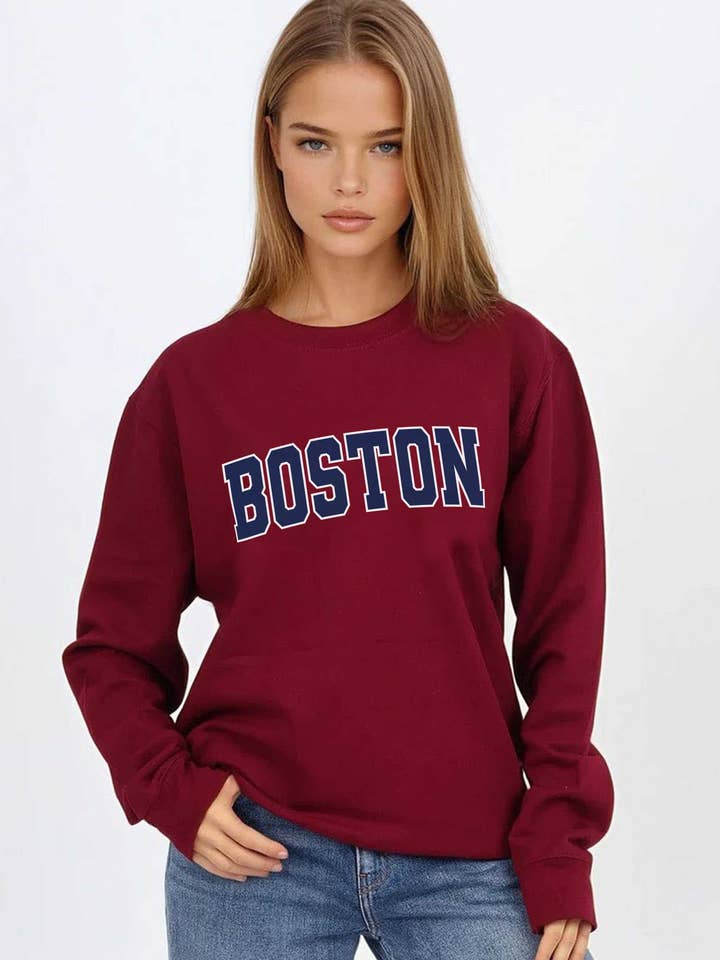 Boston Grafiskt Tryckt Sweatshirt för wholesale av Missi Clothing