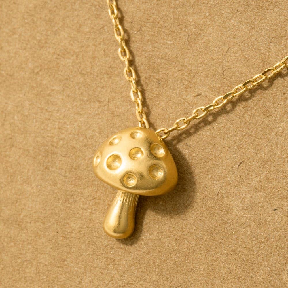 Fame Accessories - Wholesale Pendant/Charm Necklace - Gold Dipped Mini Mushroom Pendant Necklace3