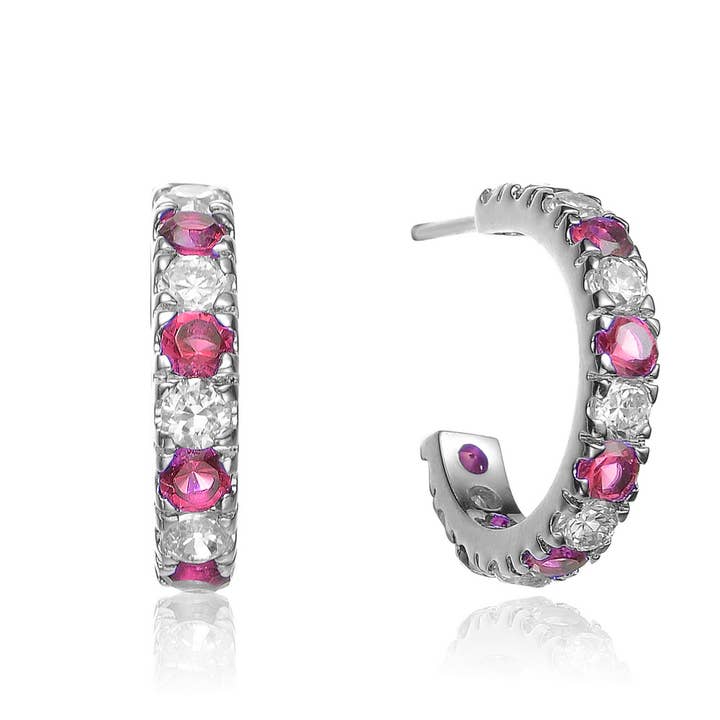 Genevive - Vendita all'ingrosso Orecchini a cerchio - Orecchini a cerchio in argento sterling con zirconia cubica1