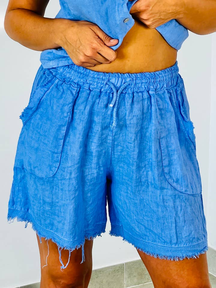 Linen & More - Vendita all'ingrosso Pantaloncini - Donna - REF 6261 PANTALONCINI IN LINO CON FRANGE E DUE TASCHE 100% LINO16