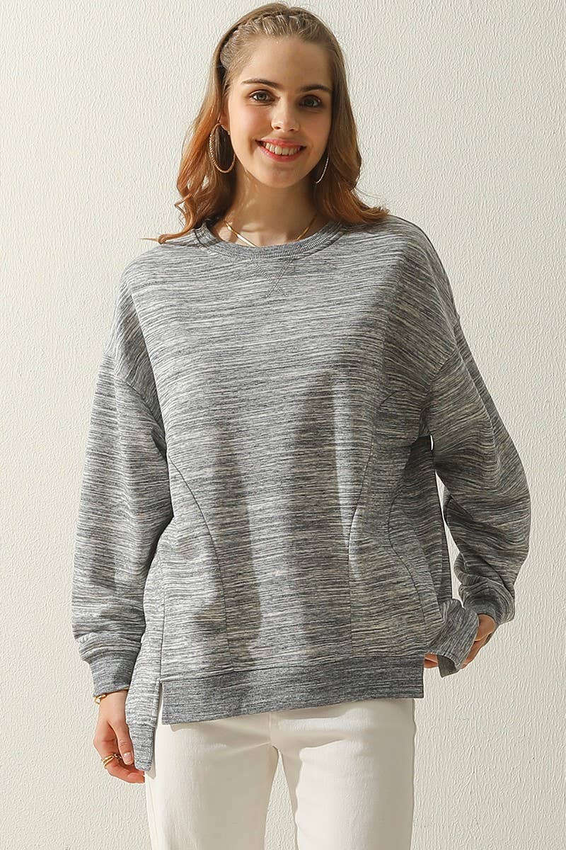 NINEXIS - Wholesale Sweatshirt - Women's - CWTTL905_LONG SLEEVE ROUND NECK CUT HEM SWEATSHIRT10