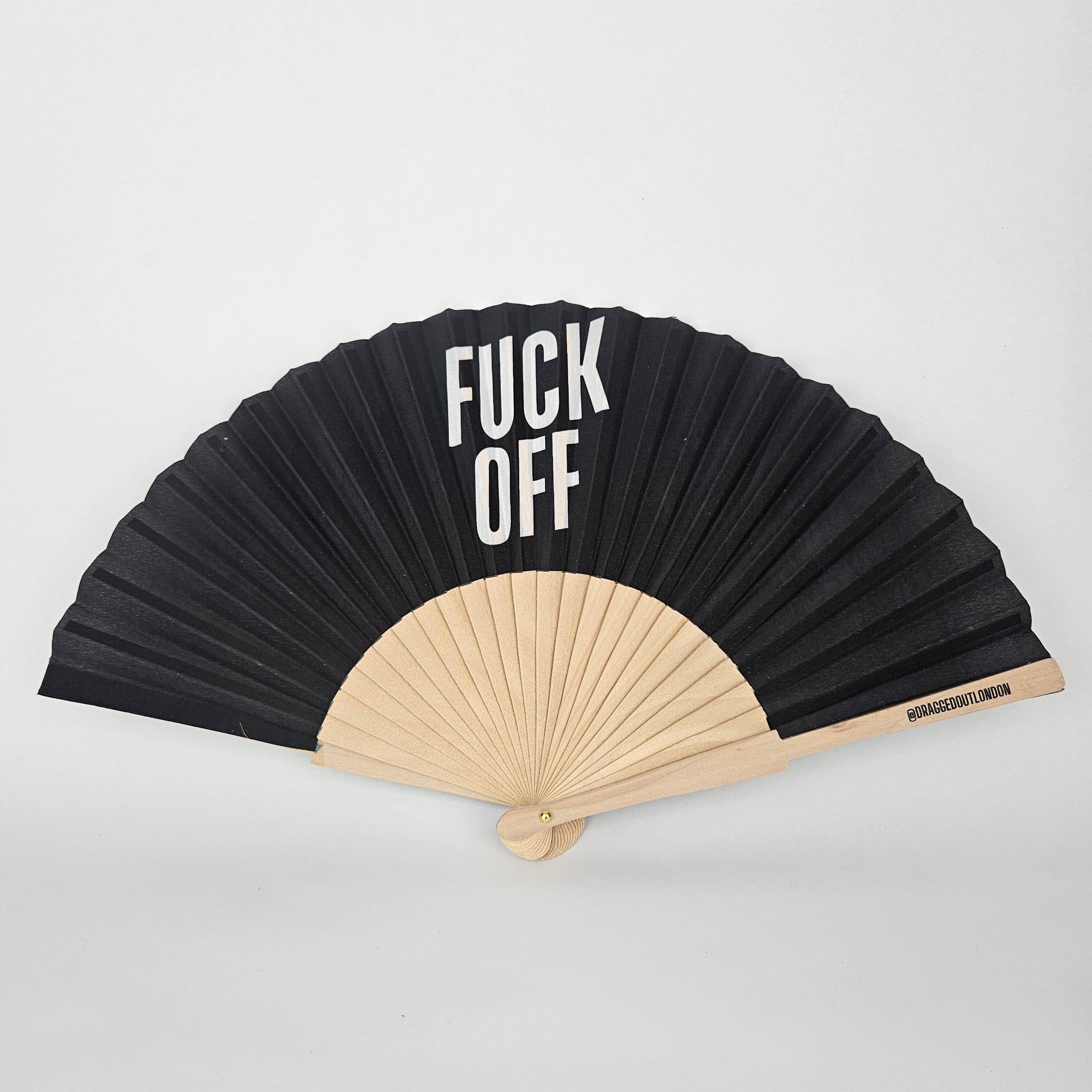 Dragged out – wholesale Handheld folding fan – Small Folding Wood Hand Fan – Fuck Off1