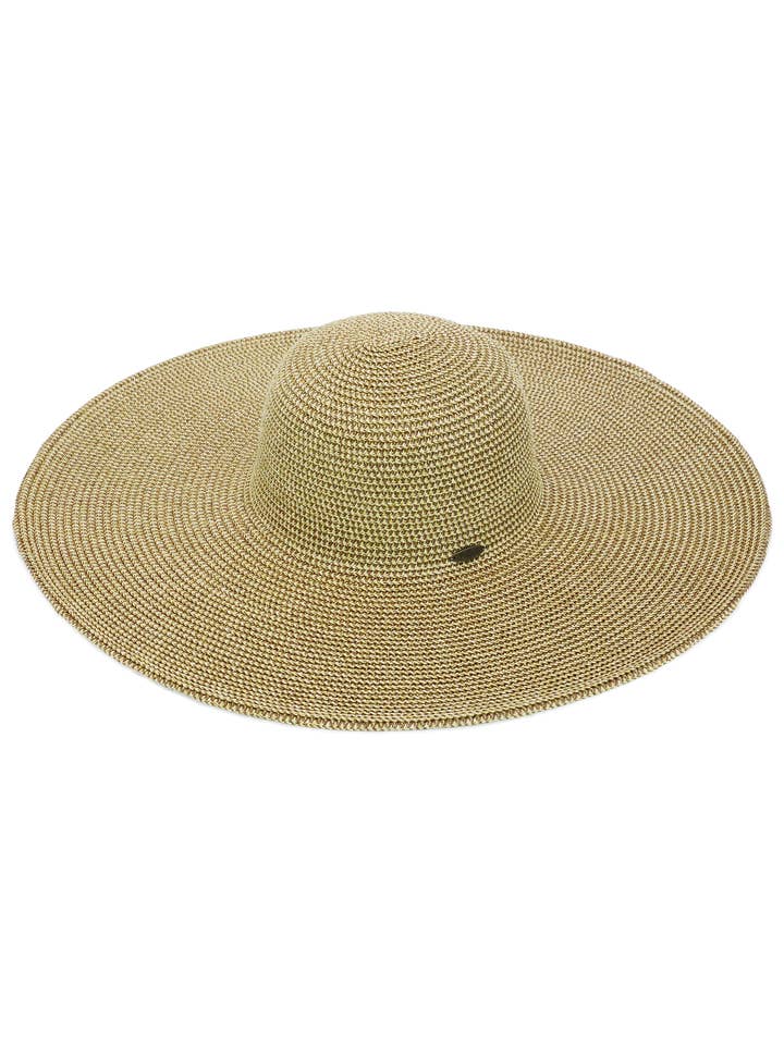 Mixed Grain Wide Heavy-Weight Floppy Straw Sun Hat for wholesale by Cap Zone