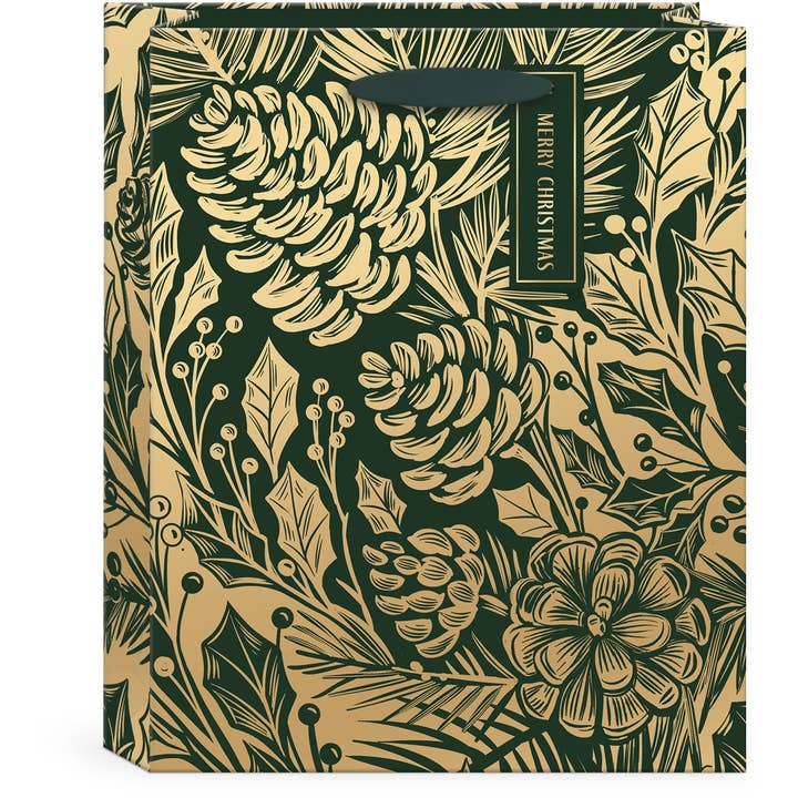 GOLDEN FOLIAGE PINE CONE GIFTBAG for wholesale by Punch Studio