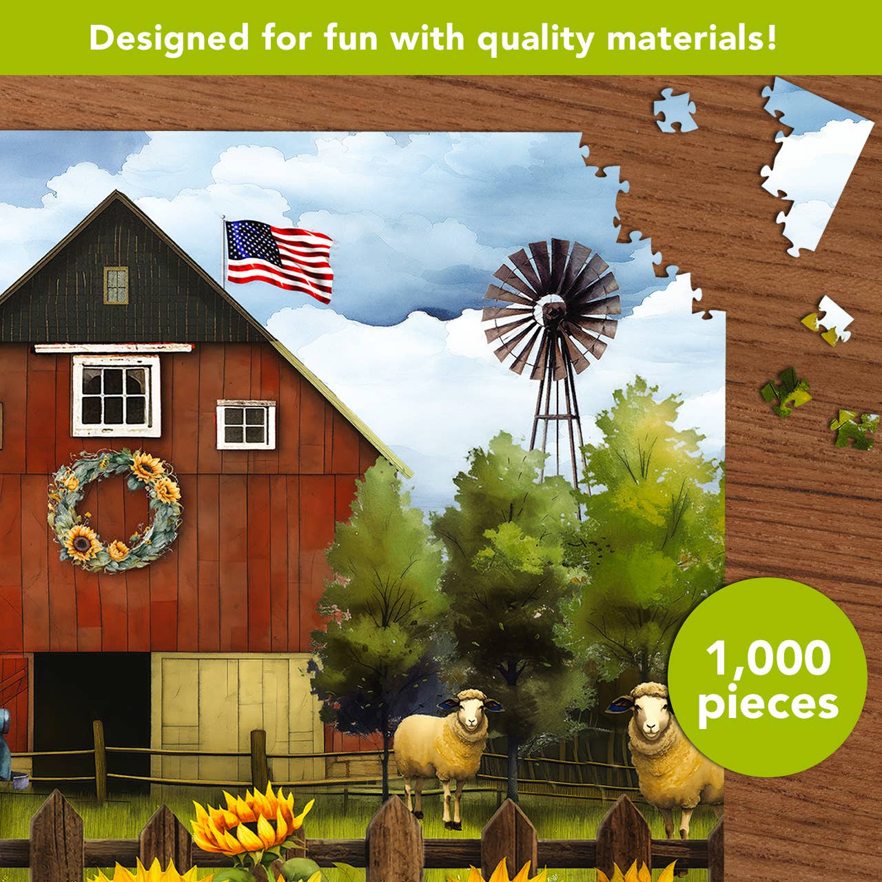 Briarwood Lane - Wholesale Puzzle - Adult - Sunflower Barn 1000 Piece Jigsaw Puzzle2