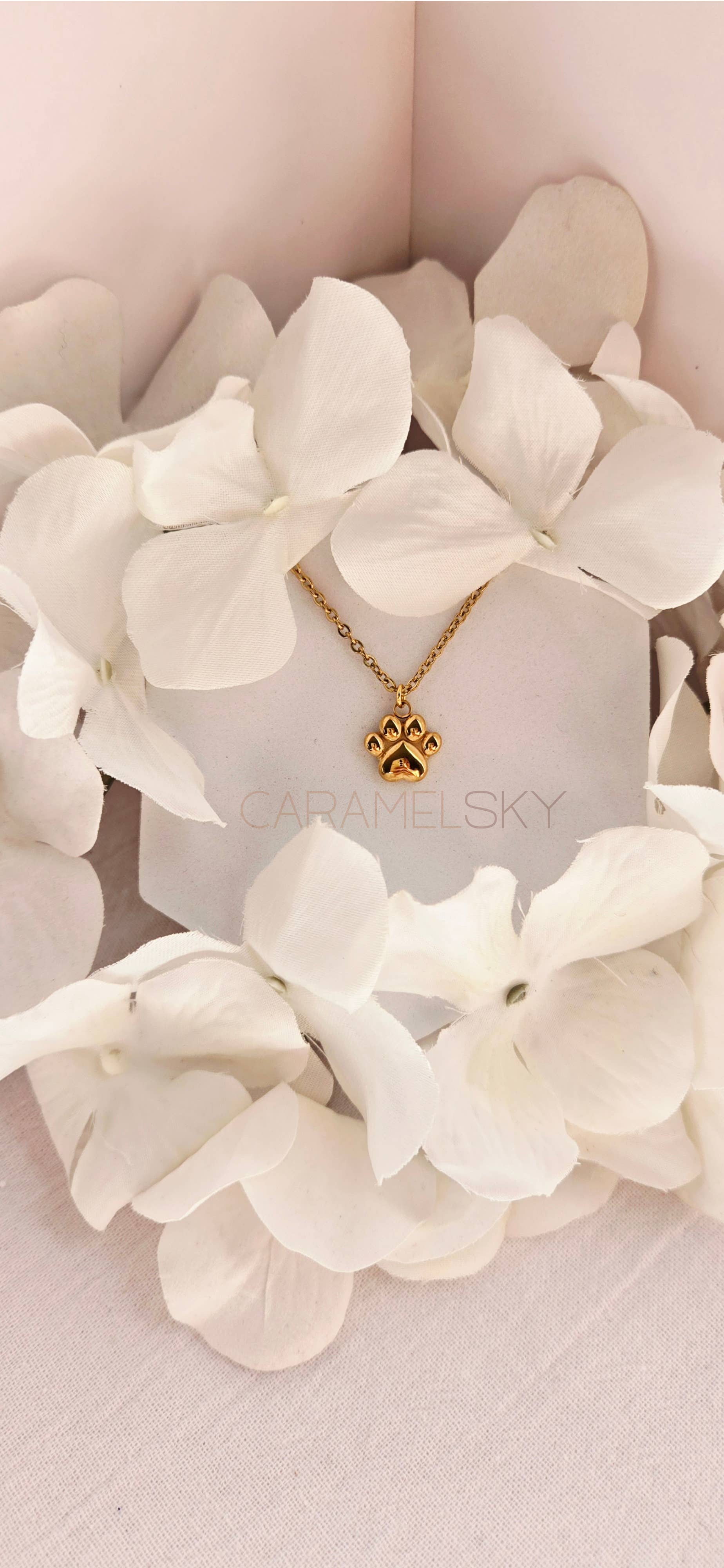 Caramel Sky - Wholesale Pendant/Charm Necklace - Paw Print Necklace – Gold or Silver Finish, Pet Lover's Gift