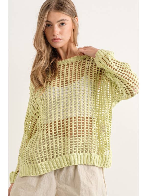 Aaron & Amber - Wholesale Knit Sweater - Women's - MAS2456 FISHNET SWEATER