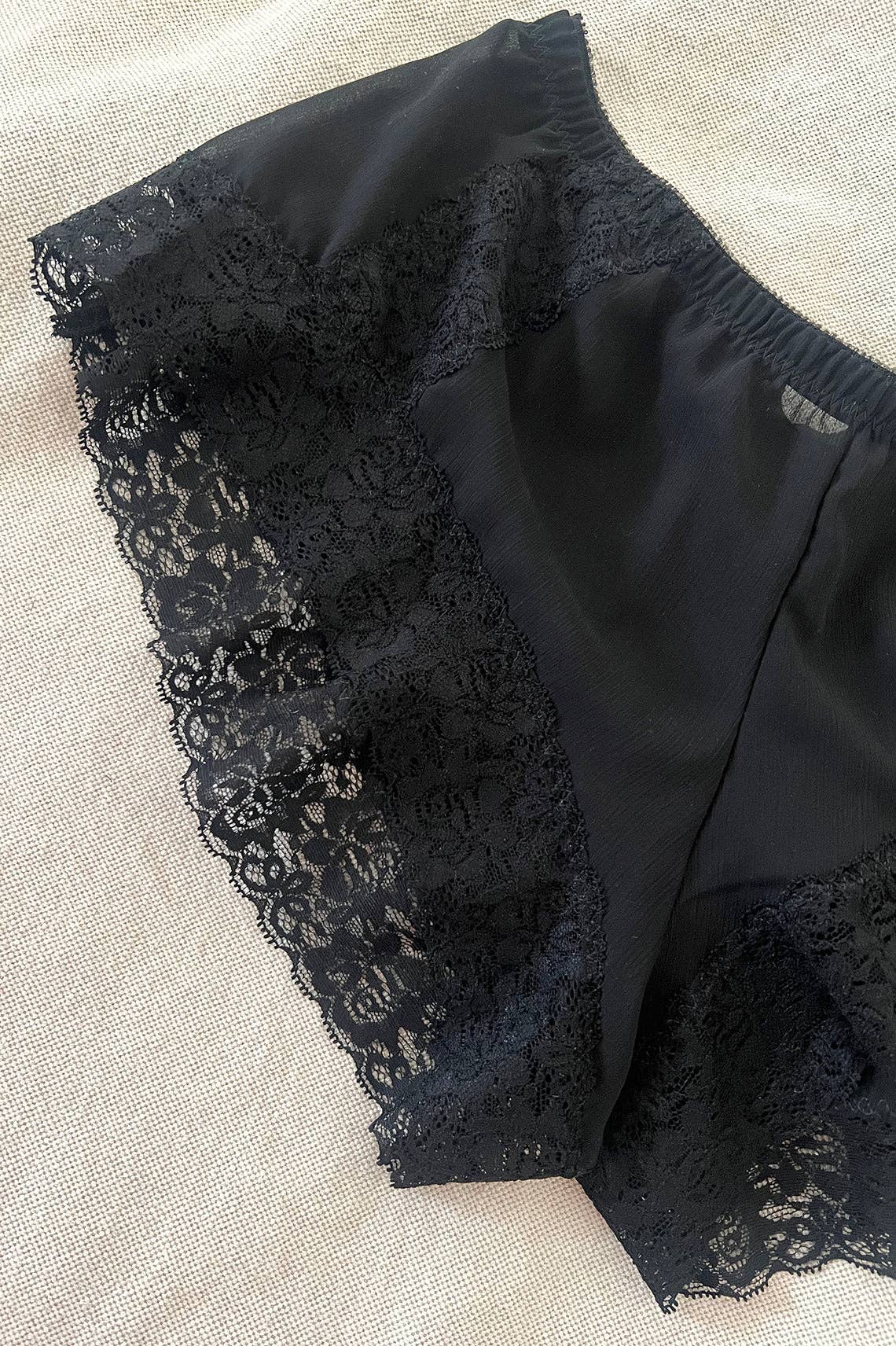 Clare Bare - Wholesale Underwear - Women's - Finisterre Tap Short in Black Silk Chiffon9