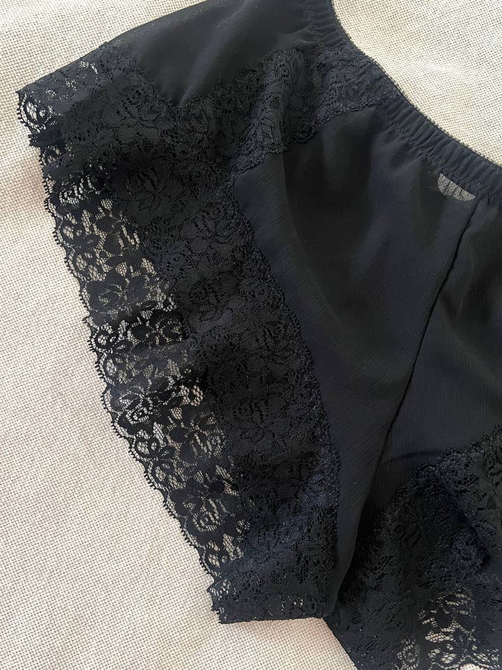 Clare Bare - Wholesale Underwear - Women's - Finisterre Tap Short in Black Silk Chiffon9