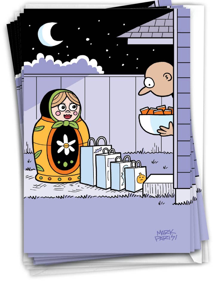 12 Divertenti Biglietti di Halloween (1 Design) - Bambola Dolcetto o Scherzetto per la vendita all'ingrosso da parte di NobleWorks