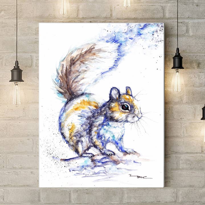 Grey Squirrel Box Canvas 18 x 12" for wholesale by bee.arts