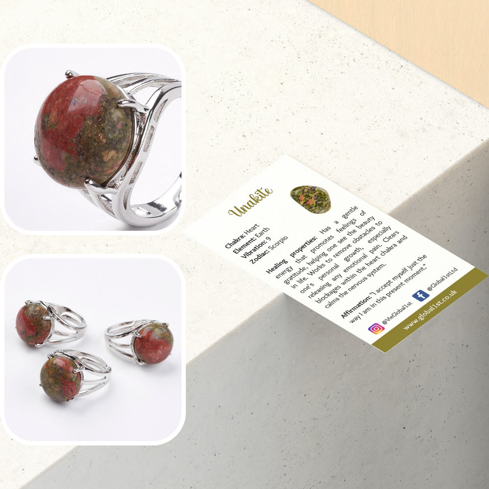 VIE - Vendita all'ingrosso Anelli cocktail/statement - Anello regolabile placcato argento con grande pietra circolare39