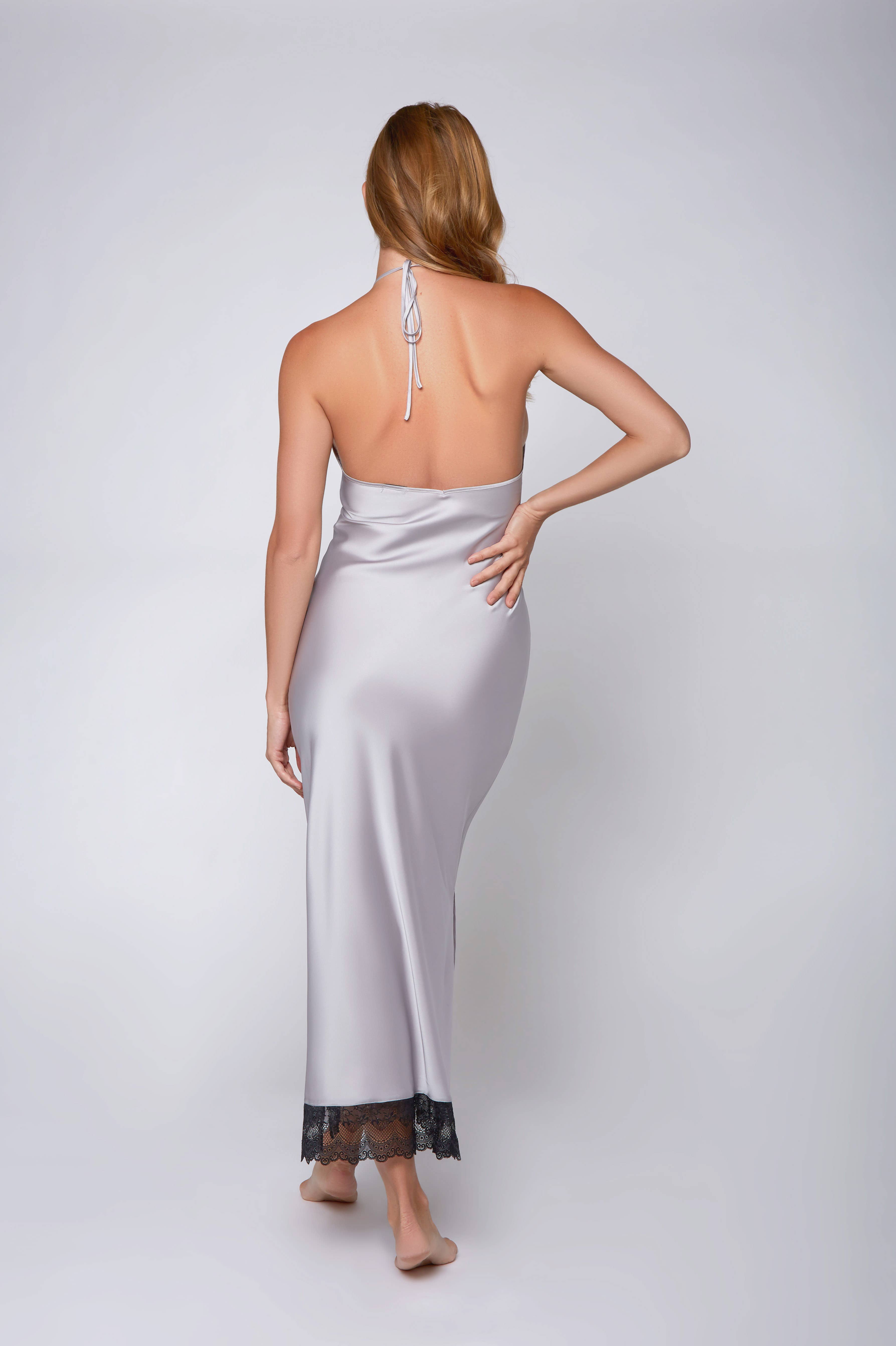 iCollection – wholesale Robe – Women's – Tess Plus Size Stretch Satin Long Robe with Lace14