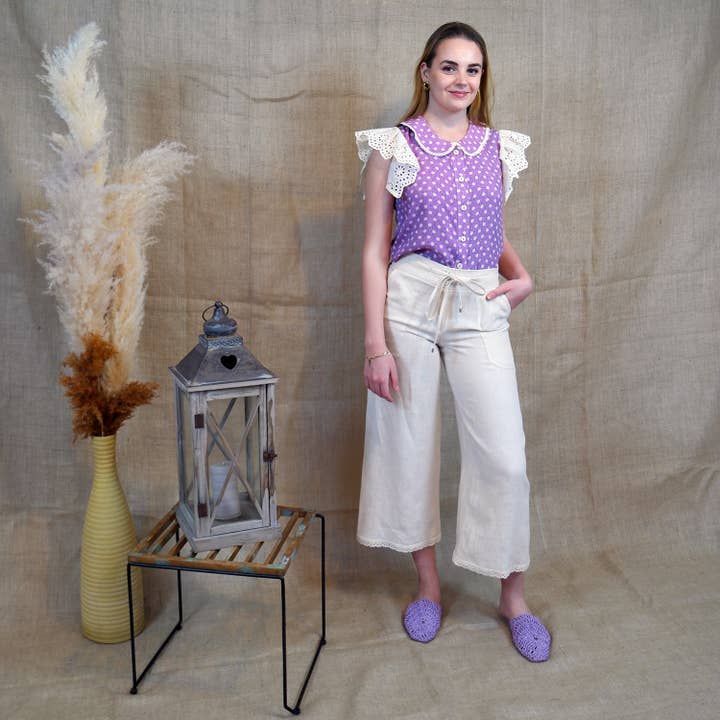 Lalipop Design - Wholesale Pants - Women's - Cropped Linen Pants1