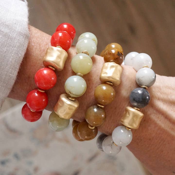 Chunky Beaded Statement Bracelets Gold Red Brown Green Gray and other Purchase Wholesale merendine costo. Free Returns & Net 60 Terms on Faire trending on Faire.
