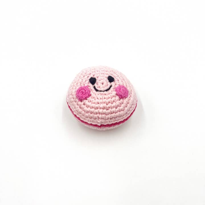 PebbleChild USA - Wholesale Handheld rattle – Baby - Macaron Cookie Rattle – Handmade Organic Cotton Toy 2