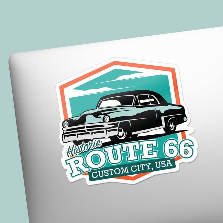Sentinel Supply - Wholesale Sticker - Custom Route 66 Stickers - Name Drop Vintage Car Decals3