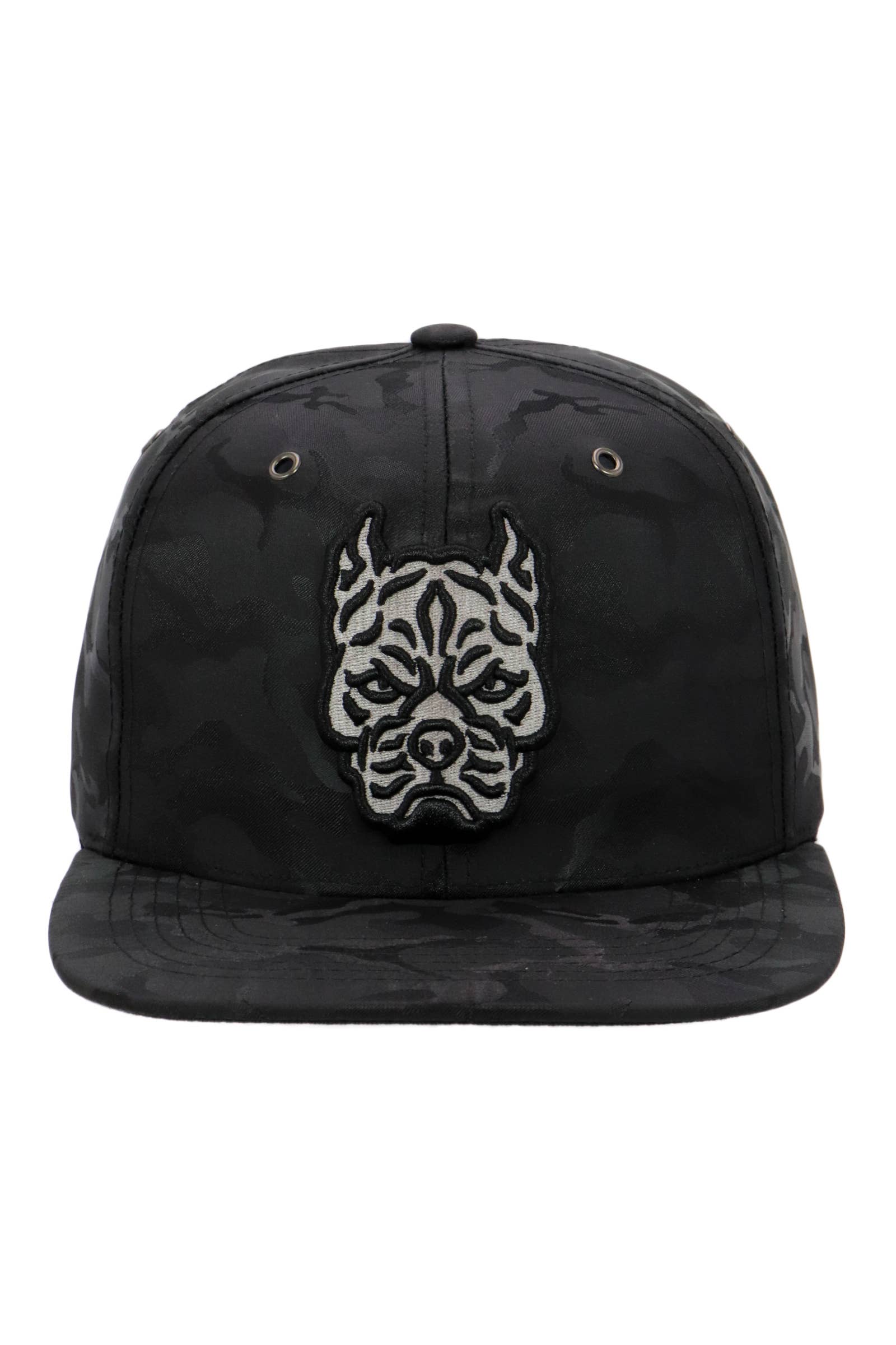 Cap Zone - Wholesale Flat Brim Cap - Unisex - Pitbull Dog Nylon Camo Flat Bill Snapback0