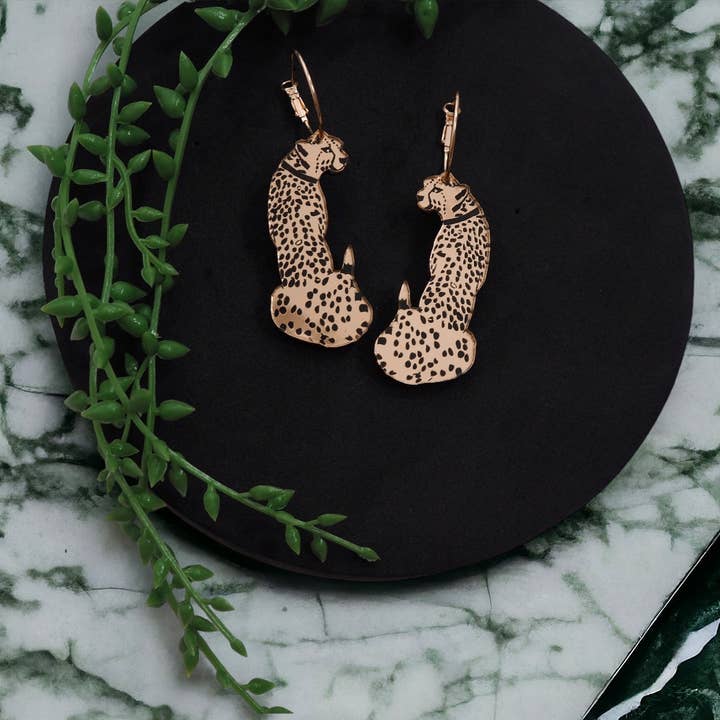 Cheetah acrylic earrings for wholesale by Rosamond Street