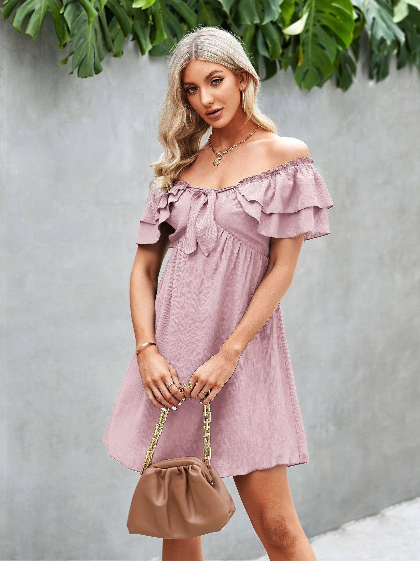 eLook - Wholesale Jurk - Dames - SZ1-DR1008 Off Shoulder Jurk met ruches7