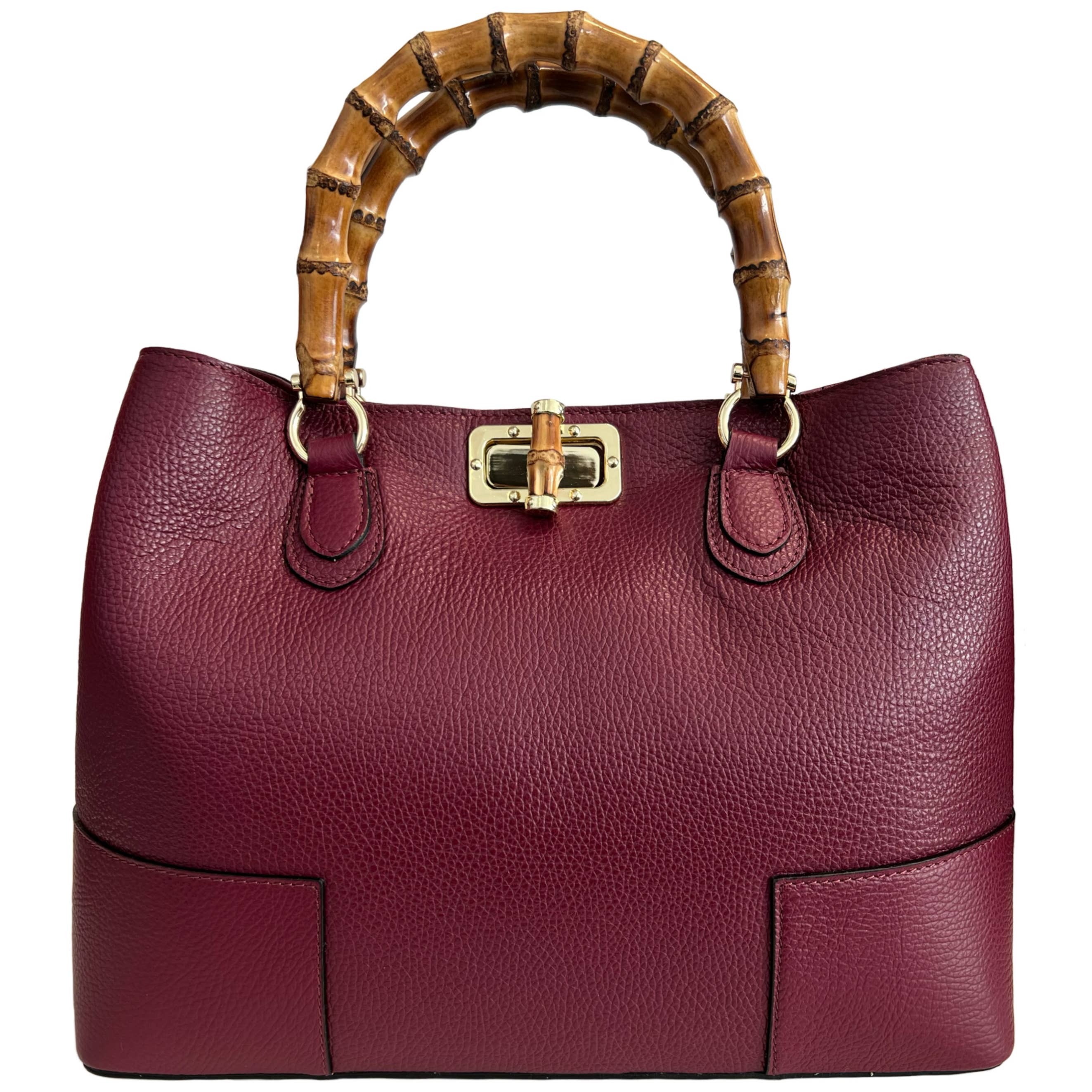 MODARNO – Mala com alça superior – Mulher por atacado – Bolsa feminina MODARNO em couro legítimo com alças de bambu6