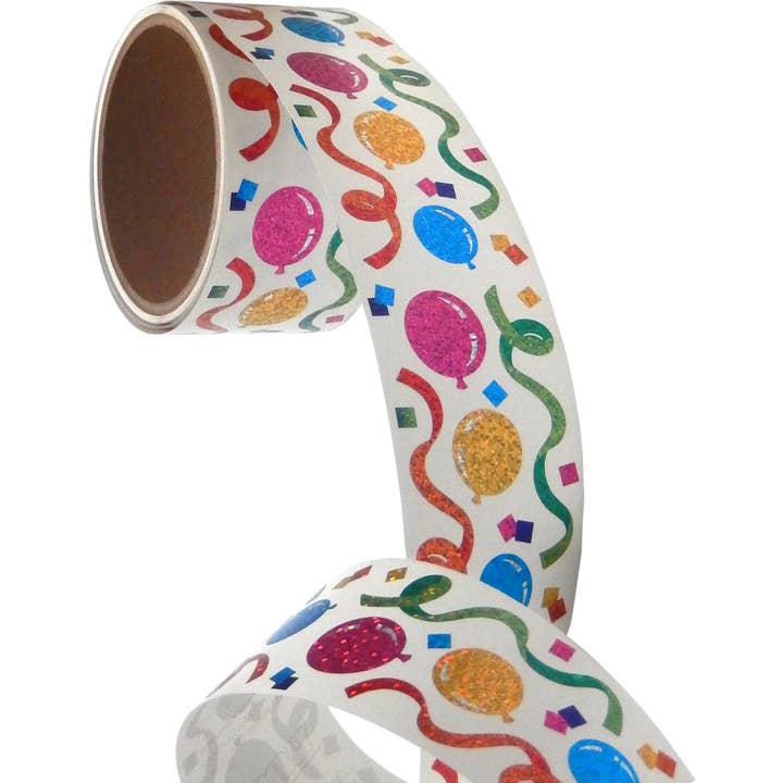 Jillson & Roberts - Wholesale Sticker - Balloons / Streamers Stickers - Prismatic Bulk Roll