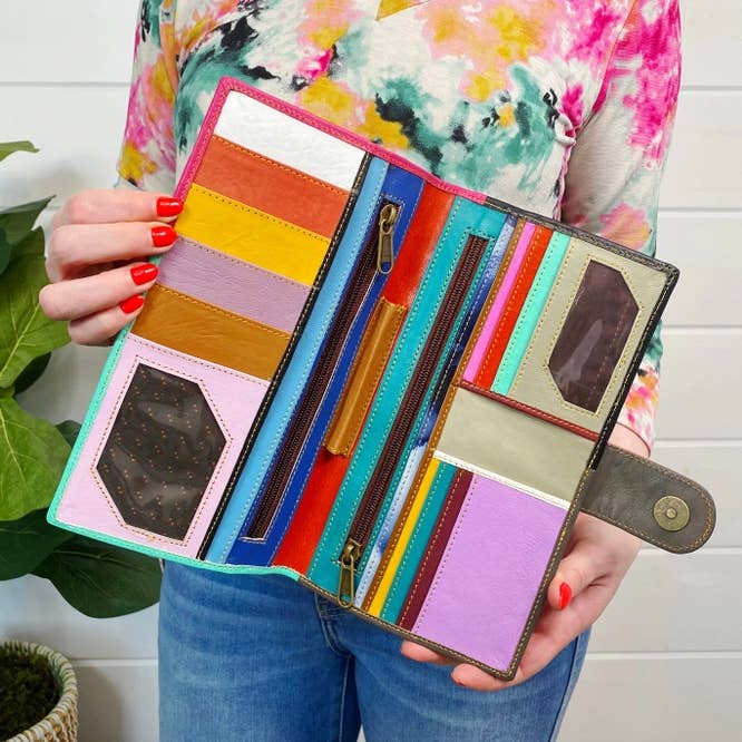 Folklore Couture - Wholesale Wallet - Women's - Colorful Polka Dot Large Wallet | Nash Leather Travel Wallet3