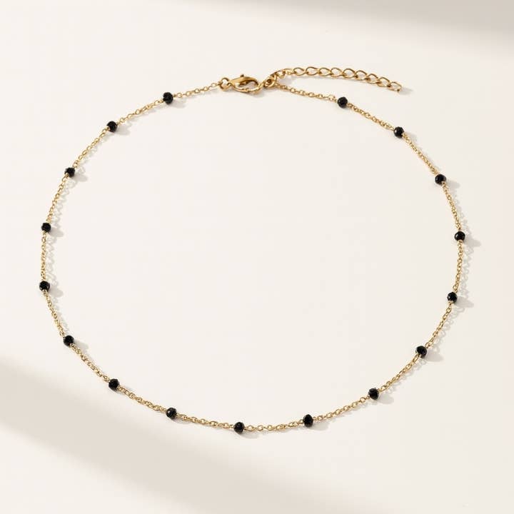 Collar ROSARIO – Acero inoxidable dorado y perlas facetadas para venta al por mayor de Clary Scott Paris