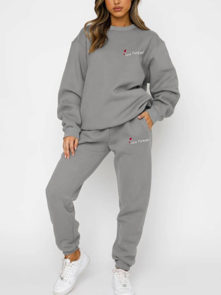 Rosa Clothing - Wholesale Top & Pant Set (NOT Loungewear) - Women's - Hearts Leisure Letter Print Long SleeveSweatshirt Set1